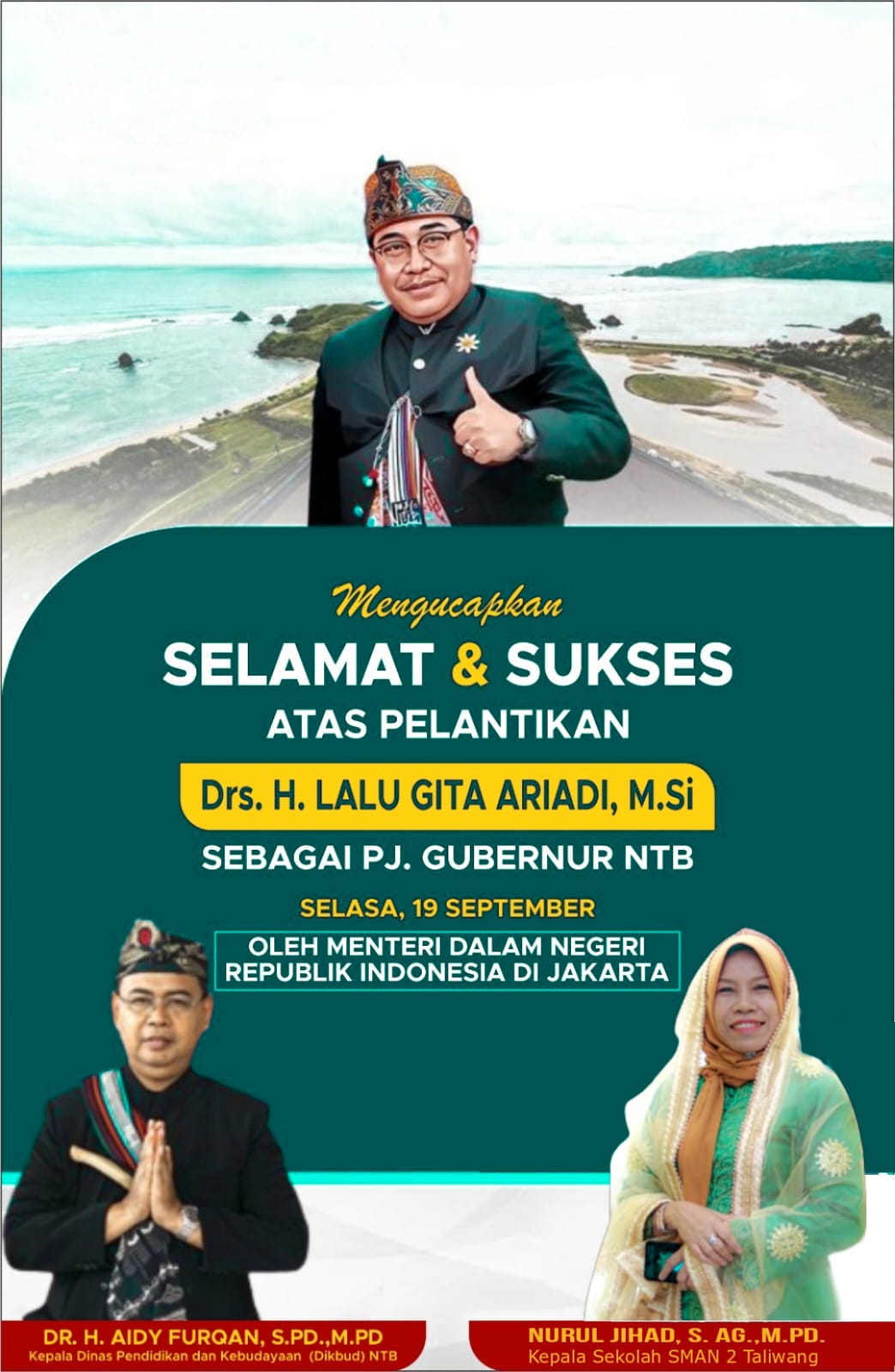 Selamat Atas Pelantikan Drs. H. LALU GITA ARIADI, M.SI Sebagai Pj. Gubernur Nusa Tenggara Barat
